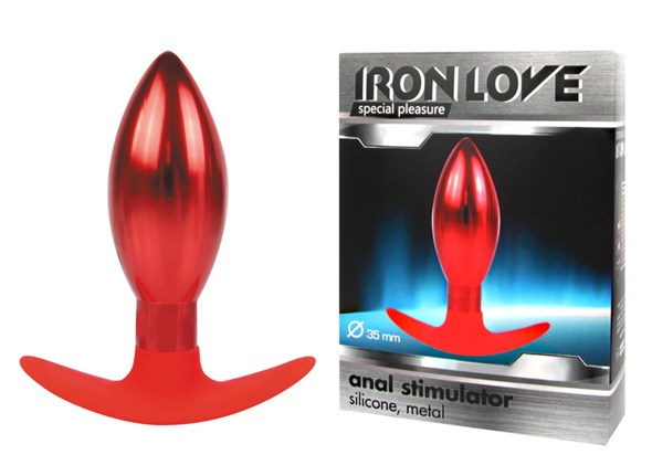 Анальная пробка для ношения Iron Love красный металл, стоппер силикон, 10,6*3,5см 00000014472 - фото 47154