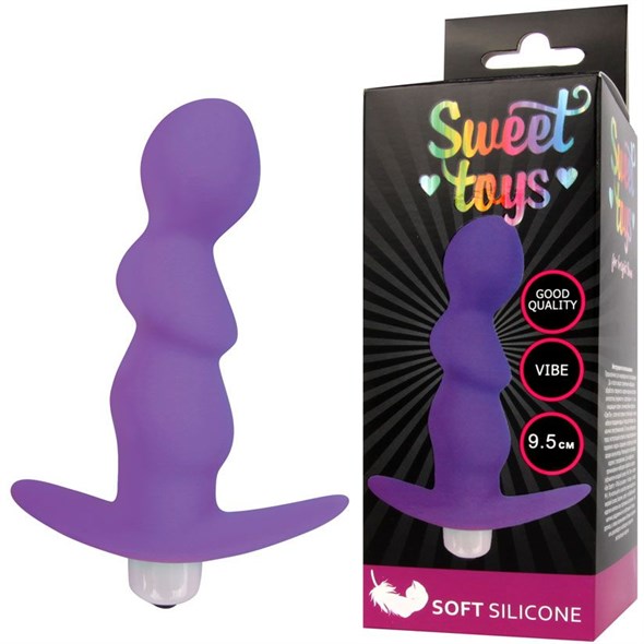 Анальная пробка рельефная с вибрацией Sweet Toys, фиолетовая, 9,5*2,7 см 00000016362 - фото 49460