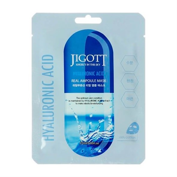 Тканевая маска д/лица Jigott Hyaluronic Acid  Real Ampoule Mask,1 шт 01000307529 - фото 51565