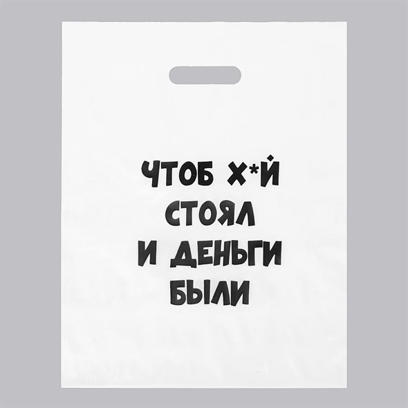 Пакет 'Чтоб стоял..' с вырубной ручкой, 31*40 см, 60 мкм 01000016906 - фото 53732