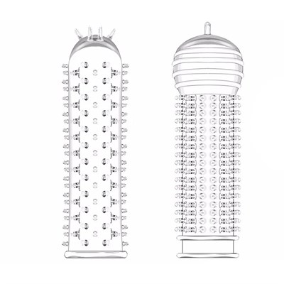 Насадка на пенис прозрачная с шипами, в ассортименте, упаковка пакет 00000013613