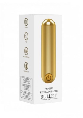 Перезаряжаемая вибропуля BGT 7 Speed Rechargeable Bullet, золотистая 00000015336