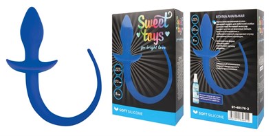 Анальная пробка Sweet Toys c хвостом из силикона синяя, D 30мм 00000015947