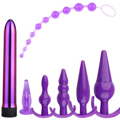 Набор 'Фиолетовый'- 6 анальных игрушек, 1 вибратор