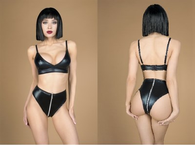 Комплект лиф и трусики с молнией, wetlook, Le Frivole, L/XL 01000308169