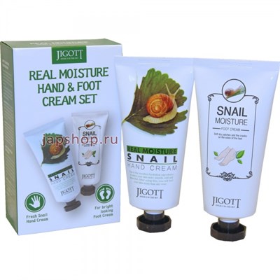 Набор кремов для рук и ног с муцином улитки, Real Moisture Hand and Foot Cream Set 2х100 мл