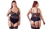 Боди с бархатом и съемным чулкодержателям Cottelli Collection String Body, черные - 90D 01000307827 - фото 51627