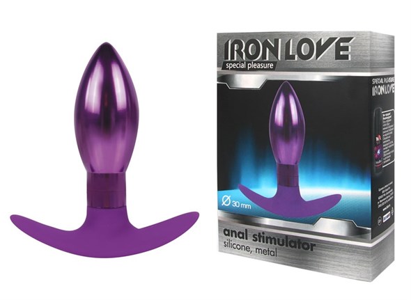 Анальная пробка для ношения Iron Love фиолетового металл, стоппер силикон, 9,6*3см 00000016183 - фото 49067