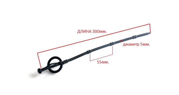 Буж уретральный 'бамбук' черный силикон с отдельным кольцом под головку, 35*0,5см 01000308665 - фото 54810