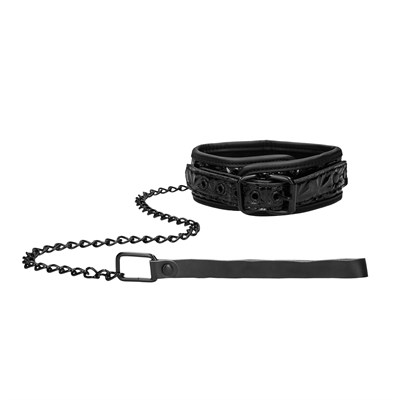 Ошейник Ouch! Luxury Collar with Leash на поводке, черный 00000013902